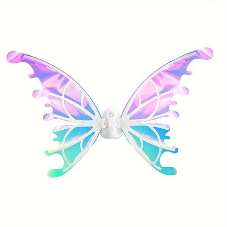 1 Sett Sjarmerende Elektriske Fevinger for Jenter - Lysende, Bevegelige Sommerfuglvinger med LED-lys, Musikk og Batteridrevet - Perfekt Til (FMY)