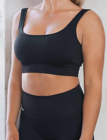 aim ́n Ribbed Seamless Bra - Black - XL