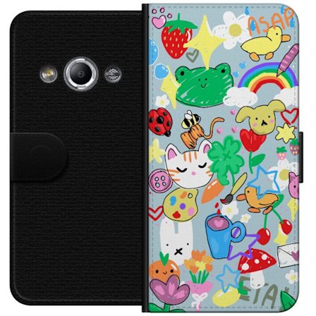 Yhteensopiva Lompakkokotelo Samsung Galaxy Xcover 3 Leikkisä Lasten Kuvitus Eläimillä, Sateenkaarilla ja Sydämillä