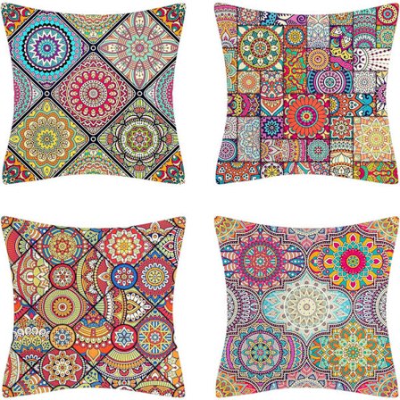 45X45 cm koristeellinen tyynynpäällinen Mandala-kuvio koristeellinen tyynyliina, puuvilla ja pellava boheemi värikkäät neliön muotoiset 