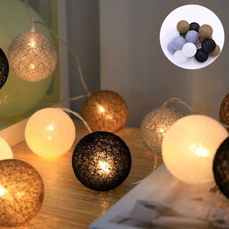 LED Juledekorasjon Hjem Nyttår Dekorativ Lampe Bomullsball Lyslenke Vinstokk Ball Farget Lykt G_yux