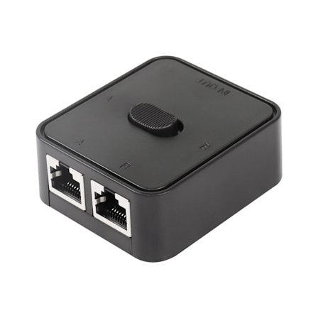 Netværks LAN-switch 2 porte, RJ45 netværkstast-tryk switch splitter selektorboks, 100M 2 i 1 ud eller 1 i 2 ud, 2 port netværkshub sort