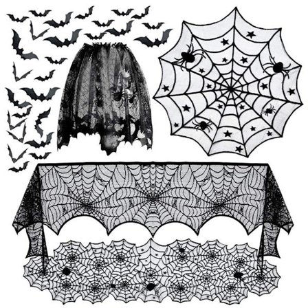 |NN| Halloween Dekoration, 5-pack Halloween Spindeldekorationer Set - Öppen Spis Scarf & Rund