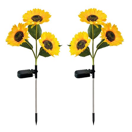 Solsikke solcellelamper udendørs dekorative - 2 pak solsikkeblomster