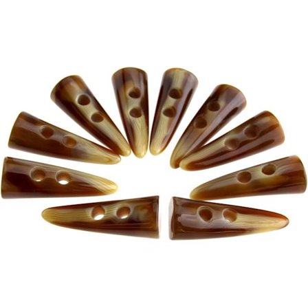 10 stk. Store Horn Imitation Tandknapper - Lys Kaffe - Com