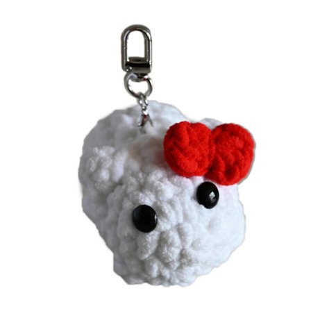 Iøjnefaldende Hæklet Hamster Nøglering med Sløjfer Taske Vedhæng Charm Nøglering Bærbar Mode Tilbehør til Daglig Brug lille
