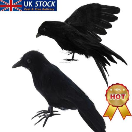1*halloween Fylld Fjäderkråka Fågel Svarta Korpar Fancy Dress