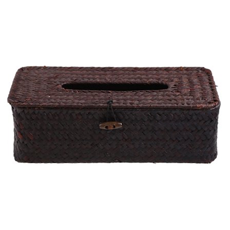 Vævet Rattan Rektangulær Tissue Box Cover Papirhåndklæde Serviet Opbevaringsholder til