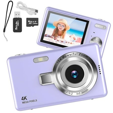 Digitalkamera 48 MP, 1080p FHD, 16x zoom, 64GB minneskort