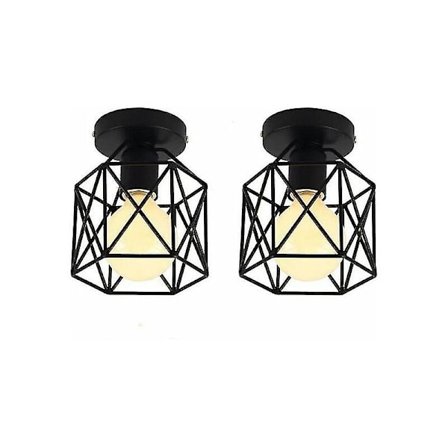 2 kpl teollisuusmetallista neliön muotoista riippuvalaisinta, kattokruunu rautavarjostimella, E27 40W musta olohuoneeseen, makuuhuoneeseen, baariin