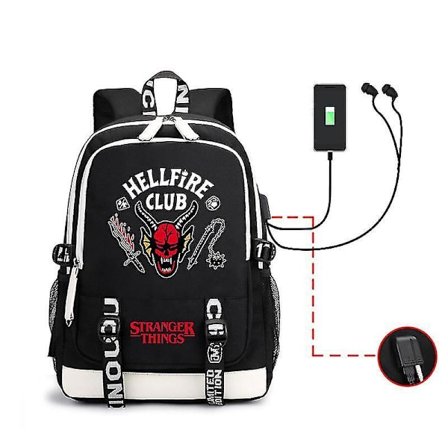 Stranger Things 4 Hellfire Club Backpack Usb Rechargeable Backpack Student School Bag