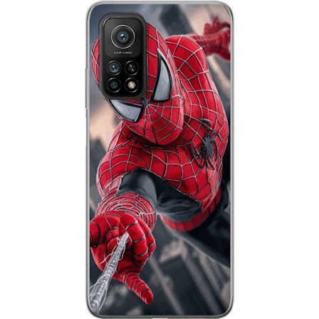 Kompatibelt Mobildeksel til Xiaomi Xiaomi Mi 10T 5G Dynamisk Spider-Man illustrasjon i actionperspektiv, superhelt tema med bevegelsesenergi og kinema