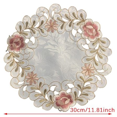 Rose Flower Brodery Placestable Rund Cup Bord Place Matt Pad C