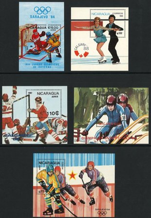 Nicaragua 1983-1990 - 5 sæt total 35 frimærker og 5 miniark - Postfrisk