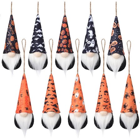 Halloween hängande tomtar prydnader Set om 10, plysch vampyr spindel pumpa tomtar Handgjorda skandinaviska heminredning Träd prydnadsdekorationer