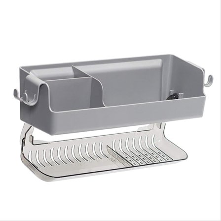 Sug kop væg dobbeltlags badeværelse opbevaringshylde, stansfri afløbsstativ, egnet til badeværelse og køkkenopbevaring.