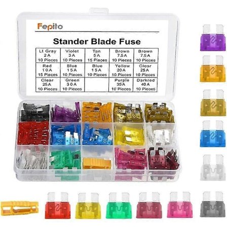 150 kpl Auton vakiokokoisten sulakkeiden valikoima Lattasulake 2A 3A 5A 7.5A 10A 15A 20A 25A 30A 35A 40A autoille ja kuorma-autoille, mukana 1 