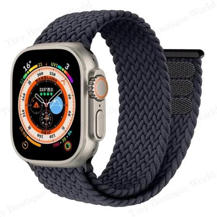 Flettet Solo Loop til Apple Watch Ultra-rem 49mm 45mm 41mm 44mm 40mm 42mm correa armbånd iWatch serie 9 7 SE 8 6 5 4 3 band Charcoal Charcoal 38 40 