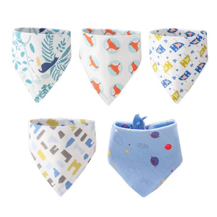 5 st Baby Haklappar Bomull Mjuk Bekväm Hudvänlig Triangel Räv Lejon Nyfödd Haklapp