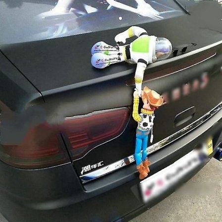 Dekoration för biltak, rolig docka för bilens baksida, dekoration för bilens utsida, present till pappa (Buzz Rescue Woody (med huva))