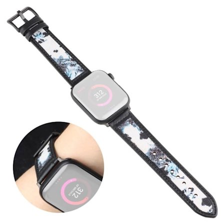 Apple Watch 42mm - 44mm pattern landscape leather watch strap - Blue