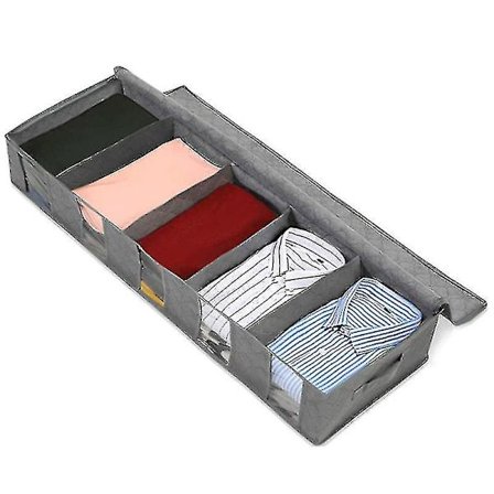 Förvaringsväska, under-säng-byrå med transparent visningsfönster och handtag - förvaring för kläder, leksaker och mer (grå)