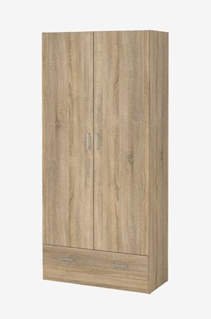 Tvilum - Space Garderob med 2 dörrar + 1 låda - Paket - Brun - Garderober - Från Homeroom