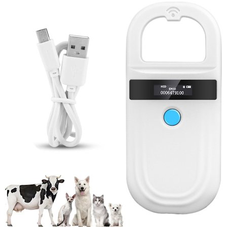 ING Pet-specifik Bluetooth RFID chip læser - USB opladning - Trådløs - Understøtter FDX-B og EMID - 134.2KHz/125KHz OLED display - Hvid