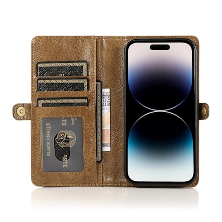 iPhone 15 Plus - Luksuriøst Lommebokdeksel i Lær med Kortholder