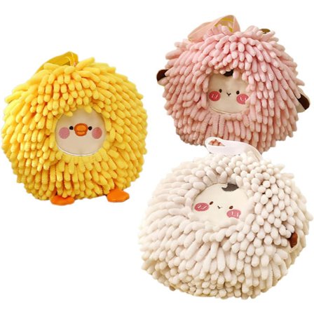 Ball Håndkle for Hjem og Kjøkken Baderom Håndklær Sett Hånd Tørking Ball Dekorativt Håndkle Krok (Sett med 3) Hvit Rosa og Gul