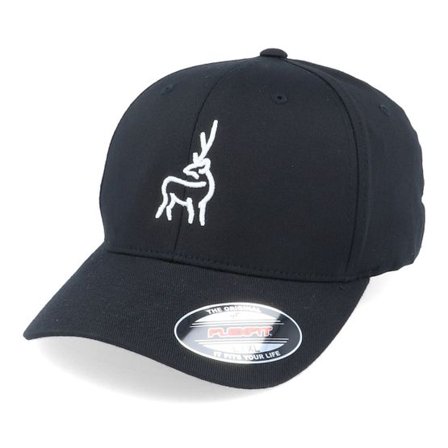 Iconic - Svart flexfit Keps - 3D Deer Black Flexfit - Hunter @ Hatstore