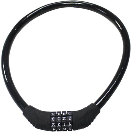 Säkerhetscykellås 4-siffrig återställningsbar kombinationskabel för cykel, 2 fot x 1/2 tum, svart