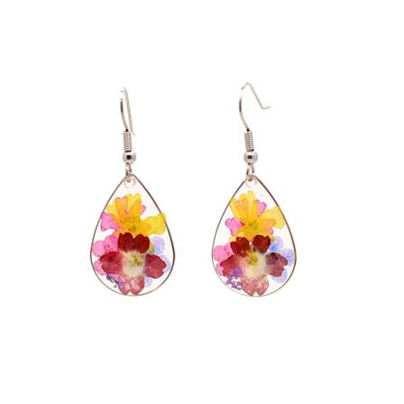 925 Sterling Silver Örhängen med Riktiga Blommor Tårar