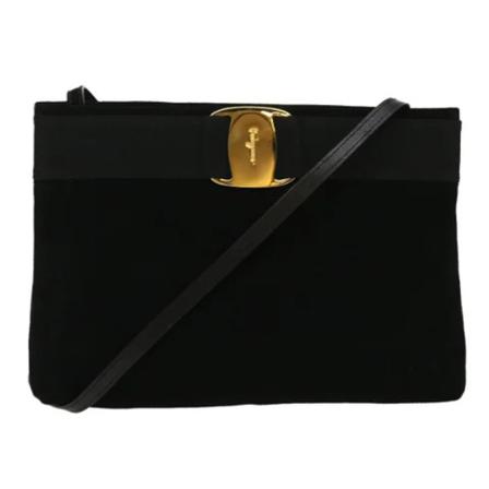 Salvatore Ferragamo Pre-owned Pre-owned Bomull kuvertvskor svart, Dam Vintage Väskor, Dam, Storlek: ONE SIZE