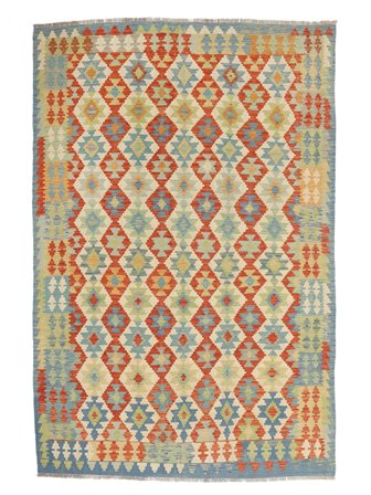 Kelim Afghan Old Style Teppe Orientalsk Grønn/Oransje (Ull, Afghanistan)