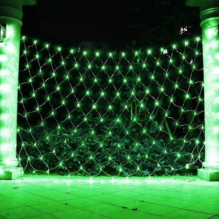 LED Net Lys Mesh Lys Grøn St. Patricks Dag Dekoration, Træ Warp Fe Lys Udendørs Hængende Lysstreng til Jul, Halloween, Have,