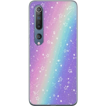 Kompatibelt Mobildeksel til Xiaomi Mi 10 5G Rainbow-farget pastellbakgrunn med hvite stjerner og gnistrende prikker i myk overgang