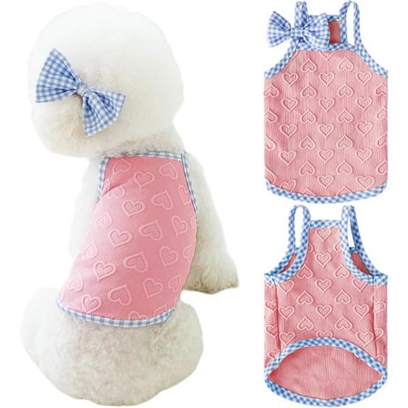 1 stk. Hund Sommer Tøj Hvalp Hjerte Vest Skjorte Åndbar Kæledyr Ærmeløs Tank Top til Lille Medium Hund Kat Pink