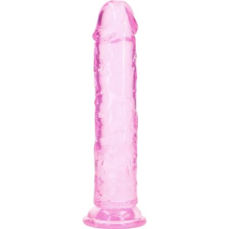 RealRock: Kristallklar rak realistisk dildo, 20 cm Rosa