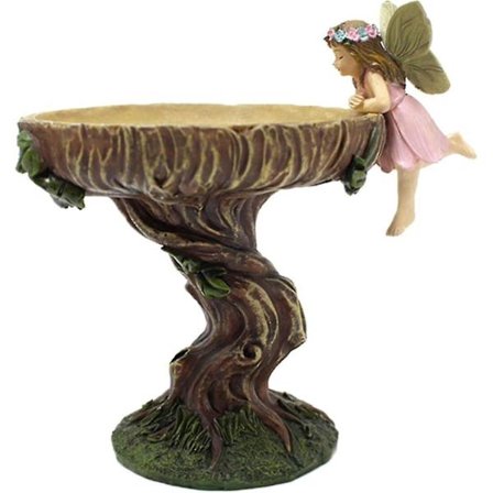 Fuglebad til Udendørs, Fuglefoder Resin Fairy Garden Statue Dekoration Fuglebad Have Skål Gaard Fuglebad Have Figur Attractiv Fuglebad Foder