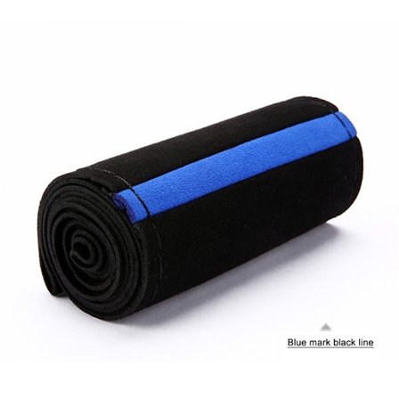 (BLÅ SVART LINJE) Svart Mocka Röd Mark Fläta På Ratt Bil Ratt Skydd Diameter 15 tum / 38 cm Bil Tillbehör