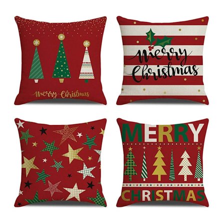 Koristetyynynpäälliset, 4 kpl, Joulutyynyliinat Koristeelliset Sohvan Tyynynpäälliset Neliön Muotoiset Tyynynpäälliset (45x45 cm)