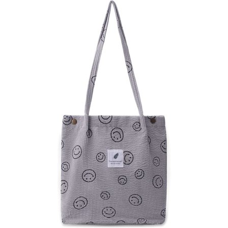 Smiley Face Tote Bag, Corduroy Tote Bag Aesthetic Smiley Cute Tote Bags Handbag Shoulder Bags Teen Girls Trendy Stuff