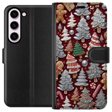Kompatibelt Plånboksfodral till Samsung Samsung Galaxy S23 Mysigt julmotiv med granar, godis och vinterfärger