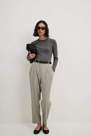 NA-KD Classic Pantalon court à taille haute - Pantalon cigarette - Gris - EU 42