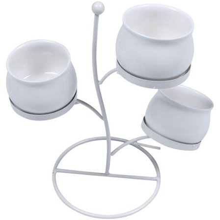 Plantepotte Sukkulent Plante Jernrammesett Innovative Geometriske Grener Liten Hvit Keramisk Rund Blomsterpotte Planteholder