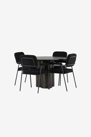 Venture Home - Spisegruppe Olivia med 4 stk stoler Yesterday - Brun - Spisegruppe 4 personer - Fra Homeroom