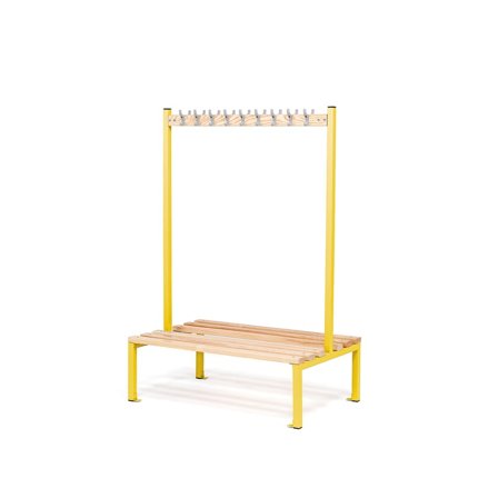 Double bench + hook rail ELITE, 18 hooks, 1200x760x1800 mm, yellow