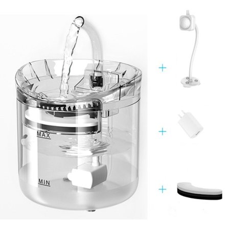 Automatisk Kattvattenfontän Cirkulerar och Filtrerar Transparent Husdjursvattenfontän Vattenpump, Tyst Vattenförsörjning för Katter och Hundar (