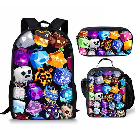 3-delt skolesæt - R-Roblox-kompatibel vandtæt rejserygsæk med madkasse og penalhus [YDE]